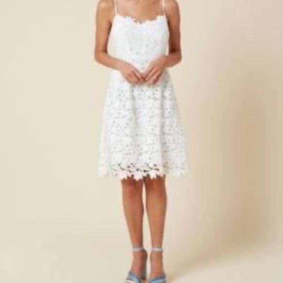 Amsale Zola David’s Bridal Battenberg Lace Spagh Strap Little White Dress NWOT 6 - Picture 1 of 6